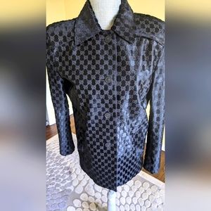 GUCCI monogram embossed Pony hair black jacket sz 40